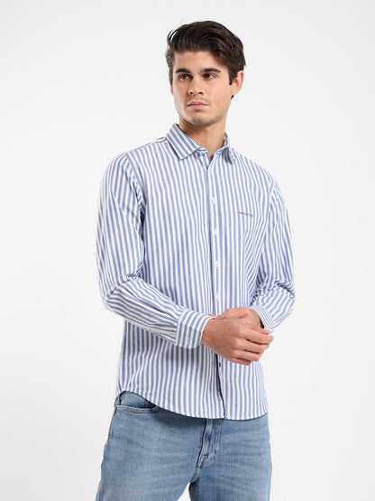 Wide Stripe Kent Collar Shirt