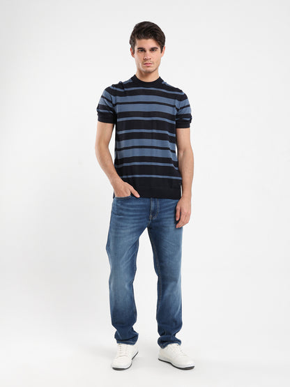 Round Neck Striped Knitwear T-Shirt