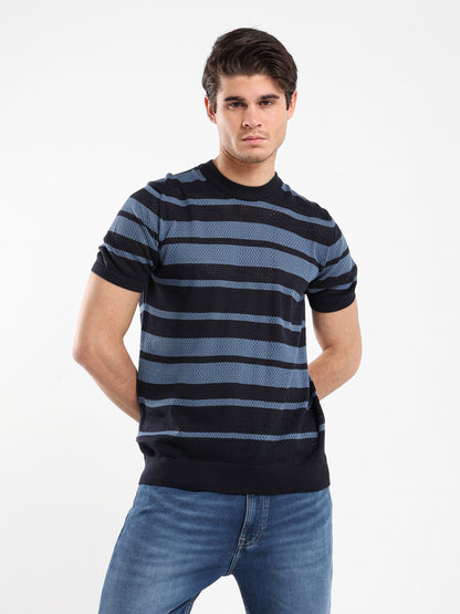 Round Neck Striped Knitwear T-Shirt