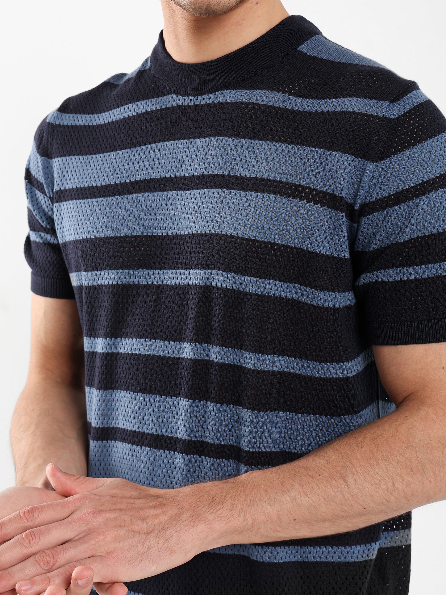 Round Neck Striped Knitwear T-Shirt