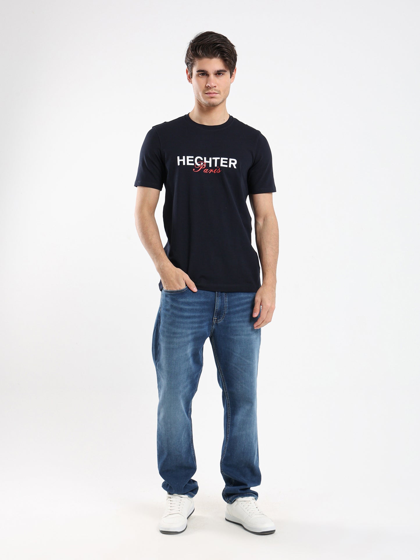Round Neck Hechter Paris Print T-Shirt
