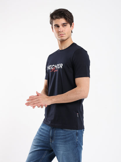 Round Neck Hechter Paris Print T-Shirt