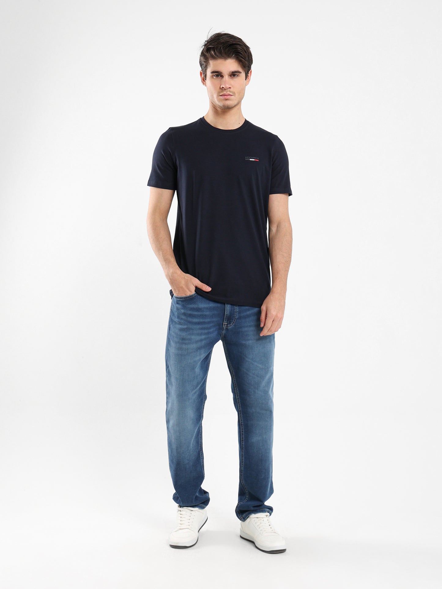 Basic Jersey Lycra Crew Neck T-Shirt