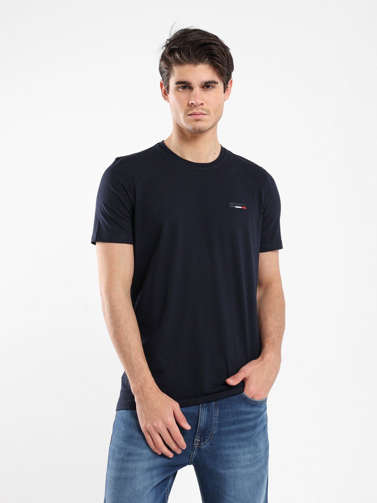 Basic Jersey Lycra Crew Neck T-Shirt