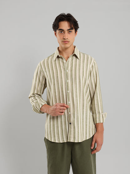 Kent Collar Striped Casual Shirt