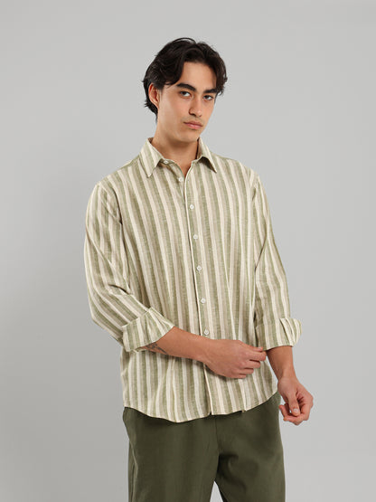 Kent Collar Striped Casual Shirt