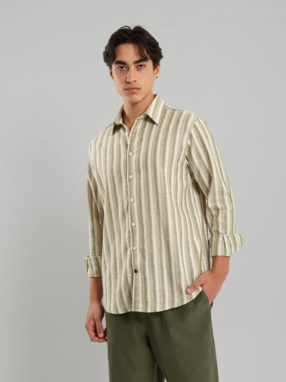 Kent Collar Striped Casual Shirt