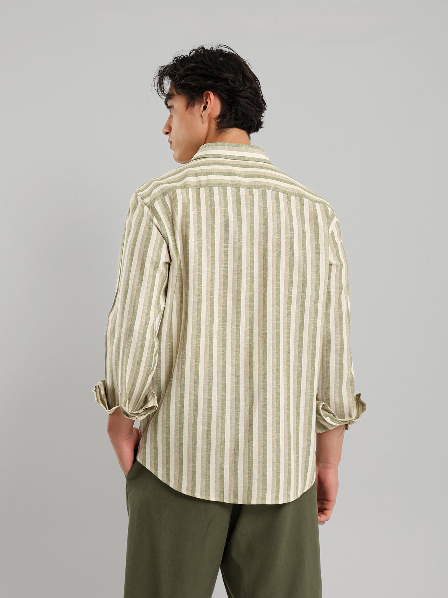 Kent Collar Striped Casual Shirt