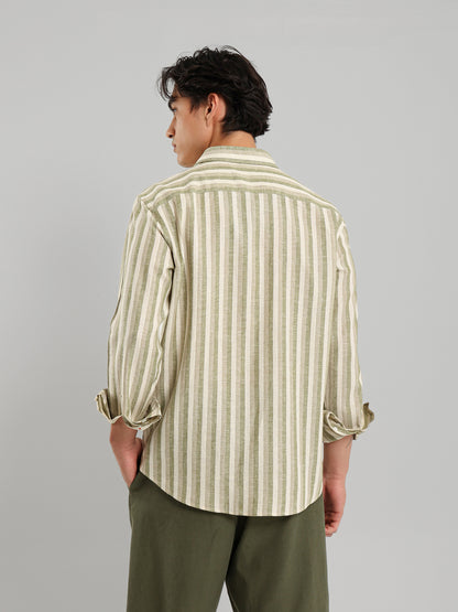 Kent Collar Striped Casual Shirt