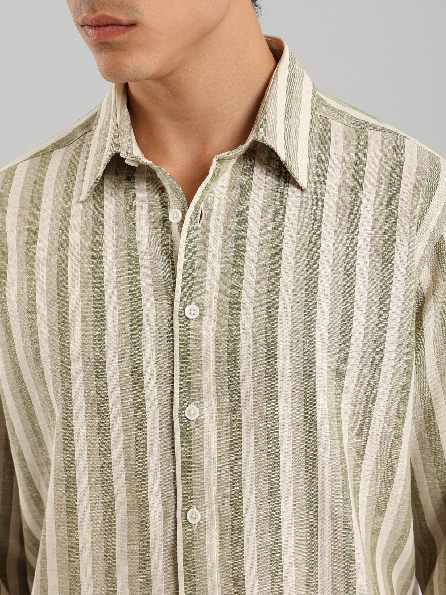Kent Collar Striped Casual Shirt