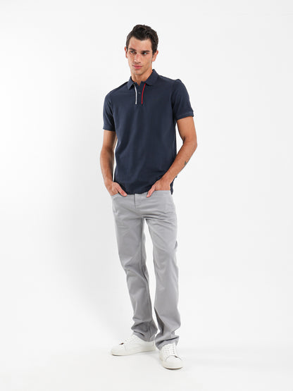 Contrast Placket Pique Polo Shirt