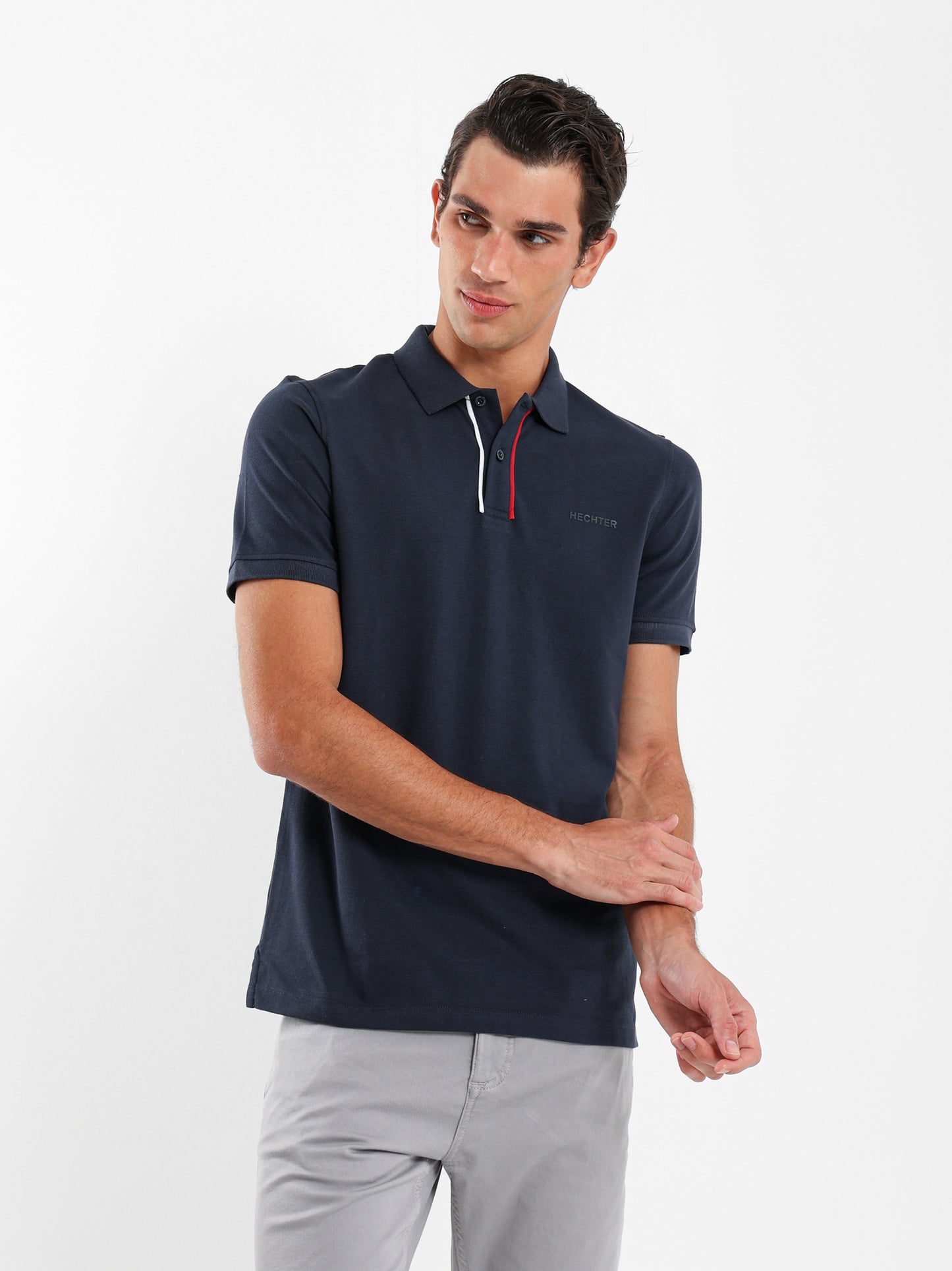 Contrast Placket Pique Polo Shirt