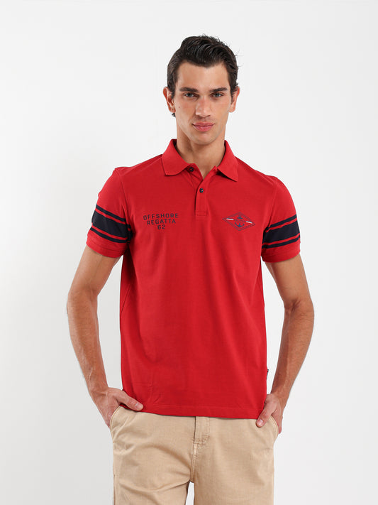 Striped Sleeve Pique Polo Shirt