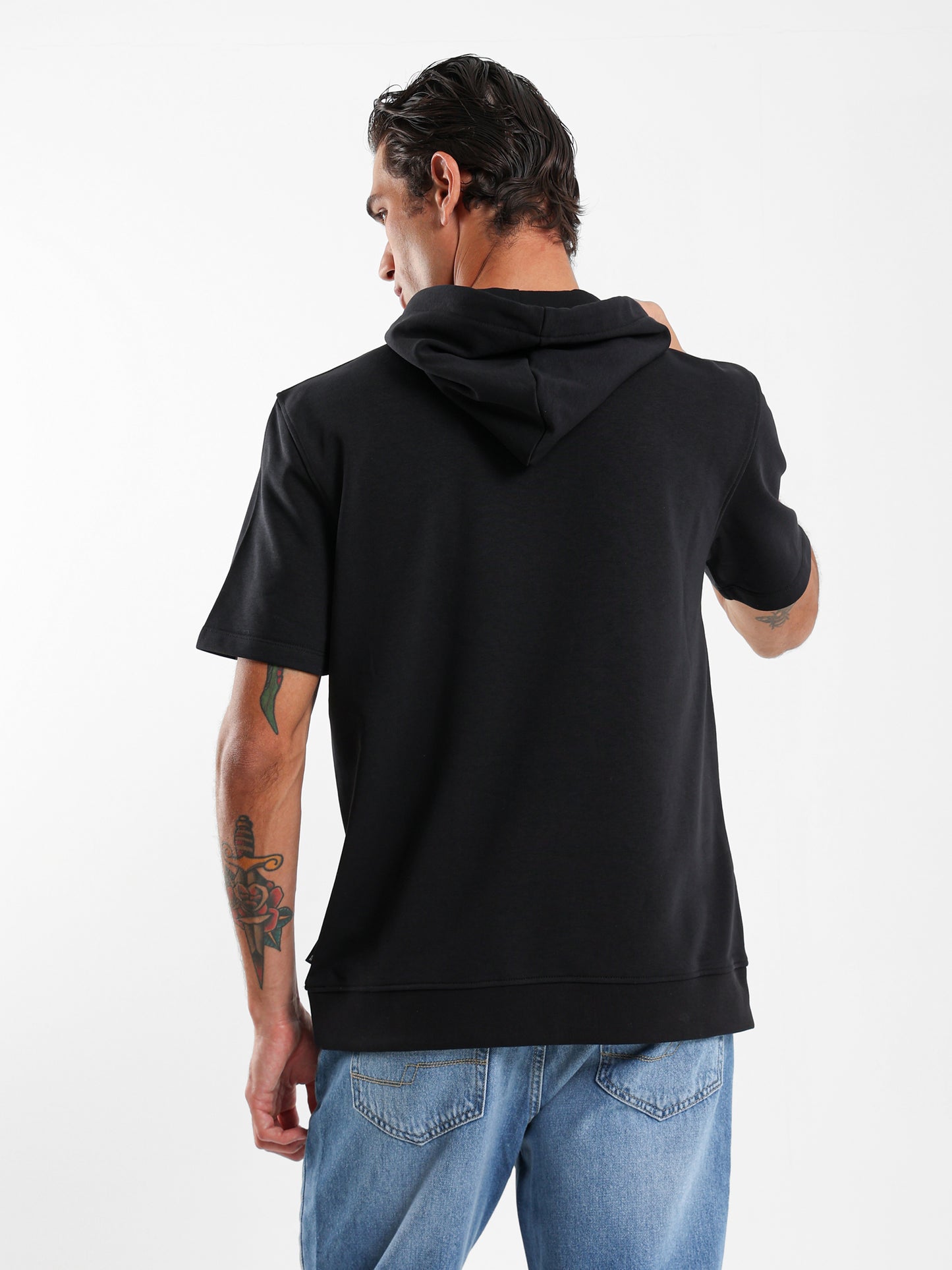 Half Sleeves Hoodie Sweater