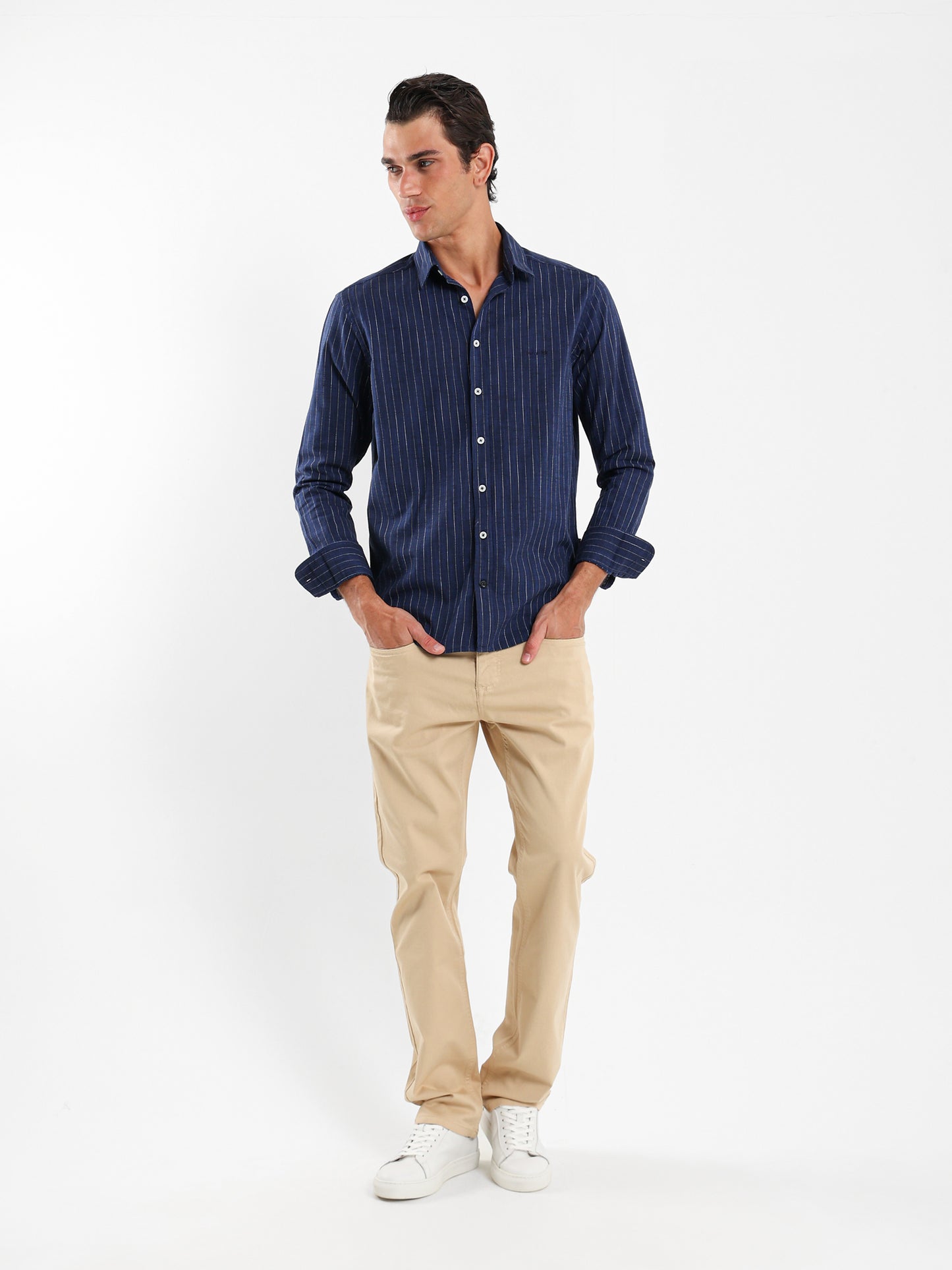 Striped Shirt with Kent Collar