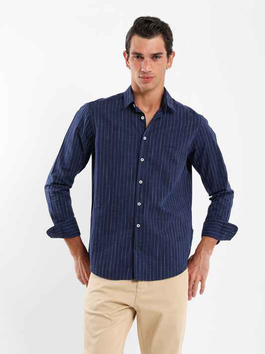Striped Shirt with Kent Collar
